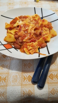 Maltagliati, sugo con fagioli
